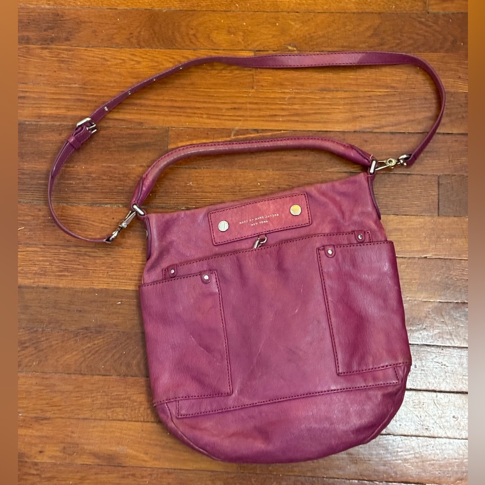 Marc By Marc Jacobs Magenta Hobo Crossbody Bag with Double Strap